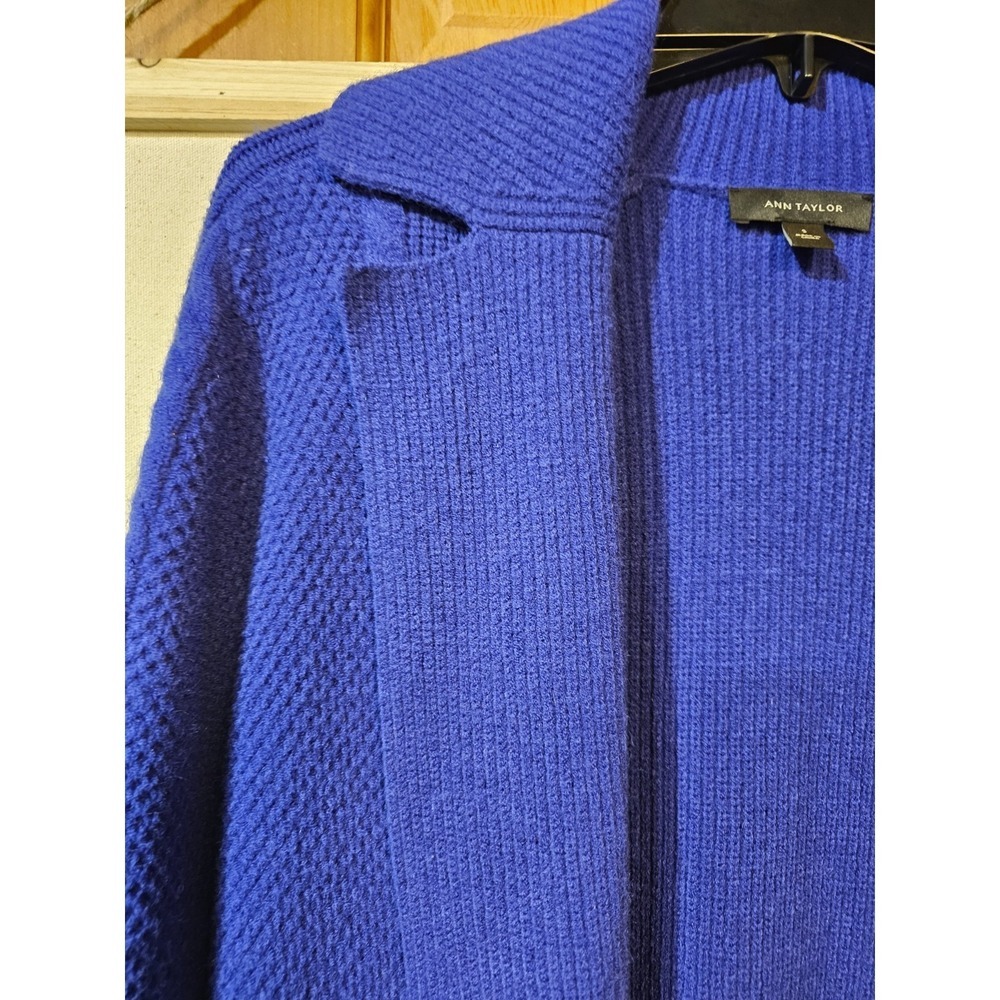 Ann Taylor Loft Women's Electric Blue Rib Cardigan Open Front Size Small - Picture 5 of 10